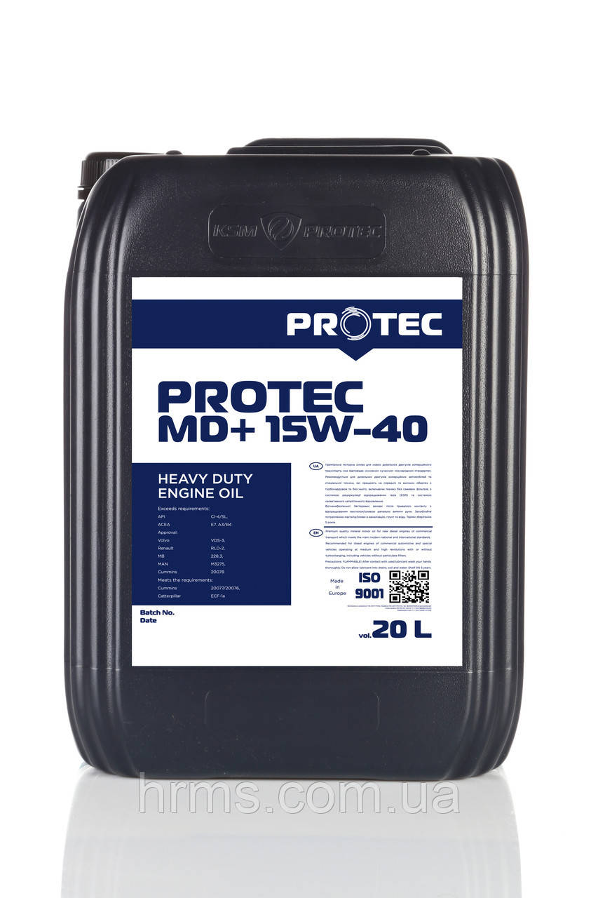 Масло 15W-40 CI-4/SL моторне каністра 20л Protec MD+ 15W-40 Моторна олива 15W40 CI4/SL масло 15в40 сі4 сиай4