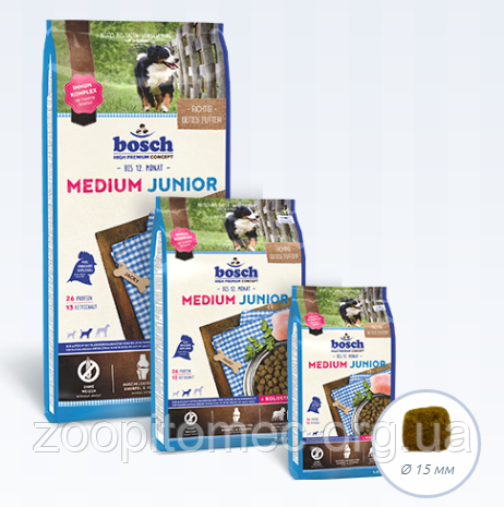 Корм Bosch (Бош) JUNIOR MEDIUM для щенят середніх порід, 15 кг