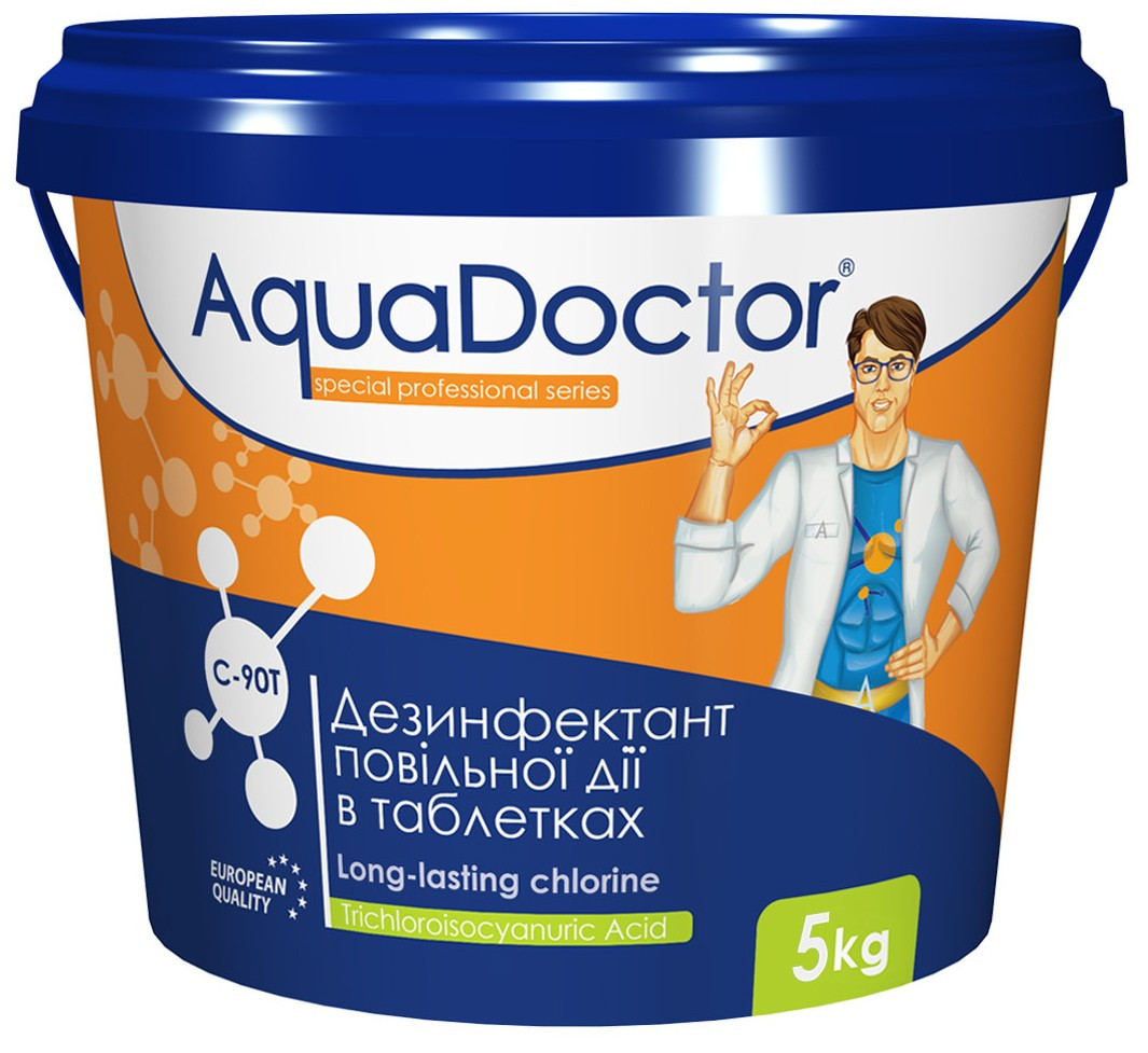 Тривалий хлор для басейну AquaDoktor повільно розчинні таблетки С90-Т Long-Lasting 5кг (табл.200г)