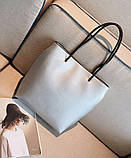 Жіноча модна сумка-шоппер з екошкіри чорна з перламутровим відливом, фото 4