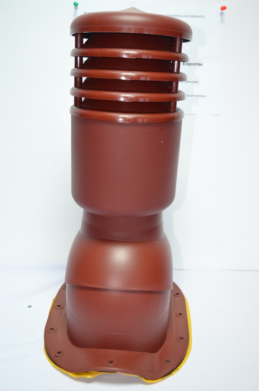 Вентиляційні виходи KRONO-PLAST KBNO Ral 3009, УТЕПЛЕННИЙ, Ø 125 для металочерепиці (низький профіль)