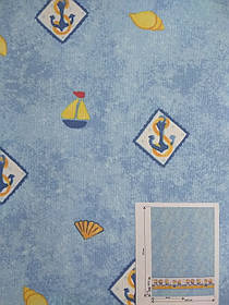 Рулонні штори Дитячі Блекаут Моряки D-069 блакитний Швеція