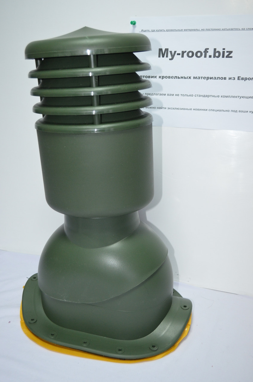 Вентиляційні виходи KRONO-PLAST KBWO Ral 6020, УТЕПЛЕННИЙ, Ø 125 для металочерепиці (високий профіль)