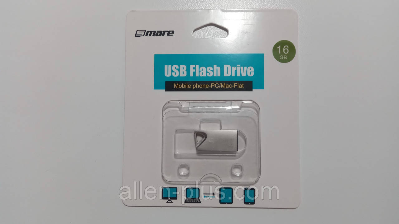 Мініатюрний FLASH-накопичувач SMARE USB Flash Drive, 16GB, метал, (флешка на 16 GB)