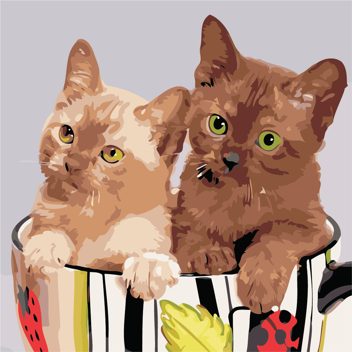 Художній творчий набір, картина за номерами Коти в чашці, 40x40 см, «Art Story» (AS0501)