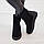 Жіночі замшеві черевики з хутром 36-38 woman's heel чорні з широкою і нековзною підошвою, фото 3
