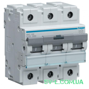 Автоматичний вимикач 125A 10кА 3 полюса тип C HLF399S Hager
