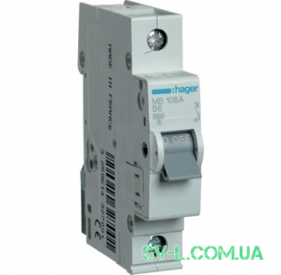Автоматичний вимикач 6A 6кА 1 полюс тип B MBN106 Hager