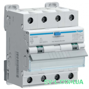 Дифавтомат 16A 30mA 6kA 4 полюси тип C тип A ADM466C Hager