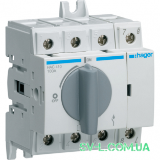 Вимикач навантаження поворотний 4 полюси 400/690V 100А 4м HAC410 Hager