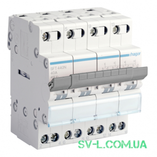 Переключатель ввода резерва I-0-II с общим выводом сверху 4 полюса 40А ...