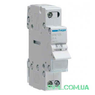 Перемикач 2-контурний з універсальним загальним висновком 1НО+1НЗ 25А 230V 1м SFM125 Hager