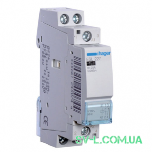 Контактор ESL227 25A 1НО+1НЗ 8/12V 1м Hager