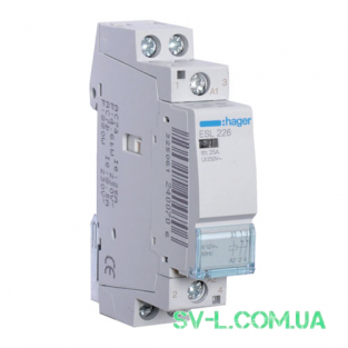 Контактор ESL226 25A 2НЗ 8/12V 1м Hager