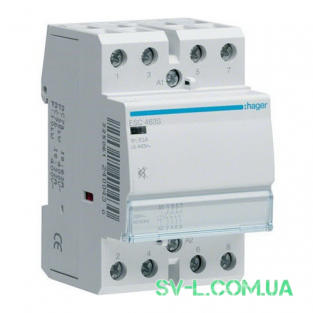 Контактор безшумний ESC463S 63A 4НО 230V 3м Hager