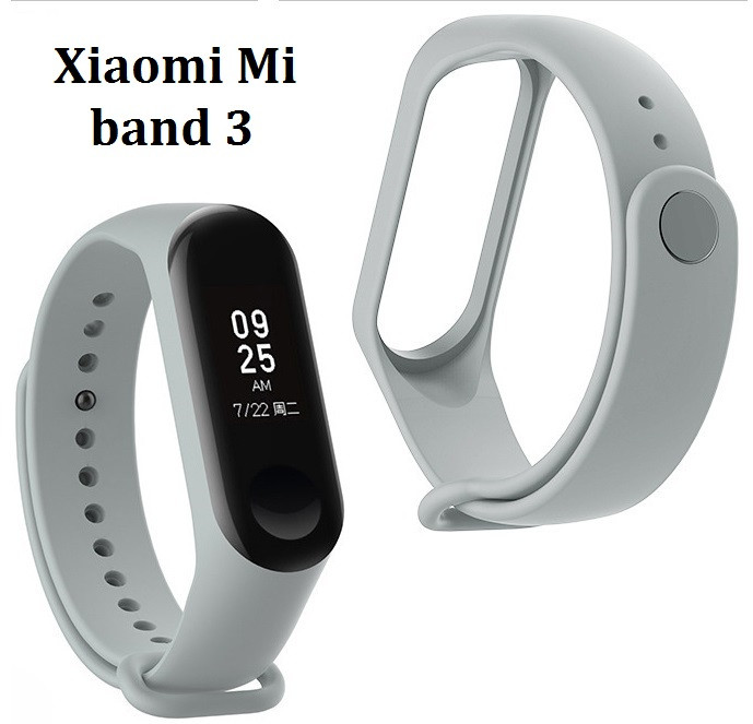 Силіконовий Браслет Xiaomi Mi band 3 4 M3 M4 Ремінець для Смарт-годинників (сірий)