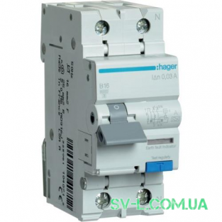 Дифавтомат 10A 300mA 6kA 2 полюси тип C тип A AF960J Hager