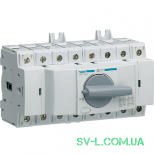 Перемикач введення резерву поворотний I-0-II з універсальним загальним висновком 1НО+1НЗ 4 полюси 400/690V 63А