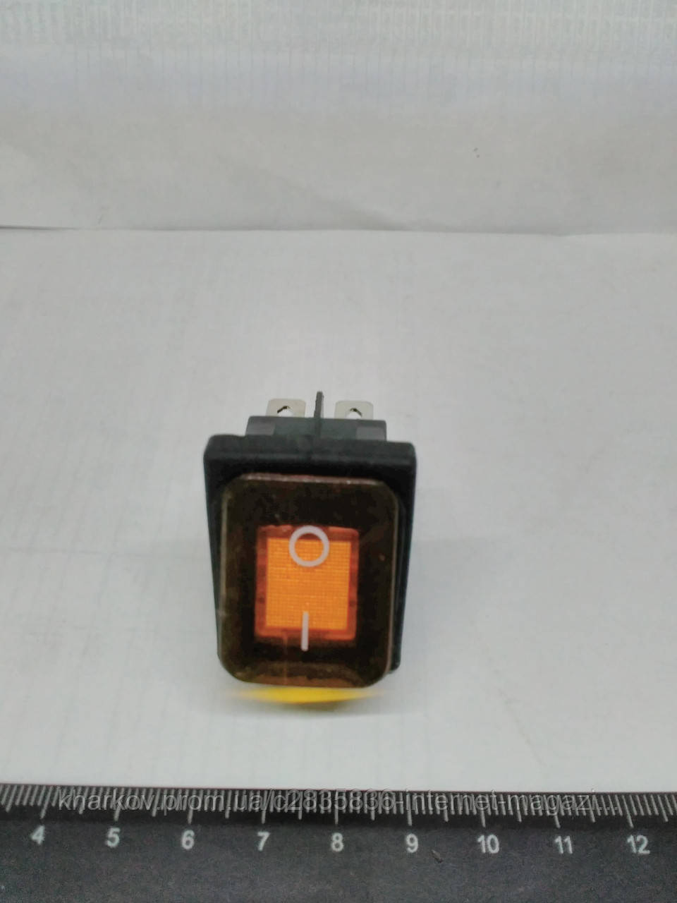 Клавіша 2 положення герметична з підсвічуванням широка жовтий, фото 1