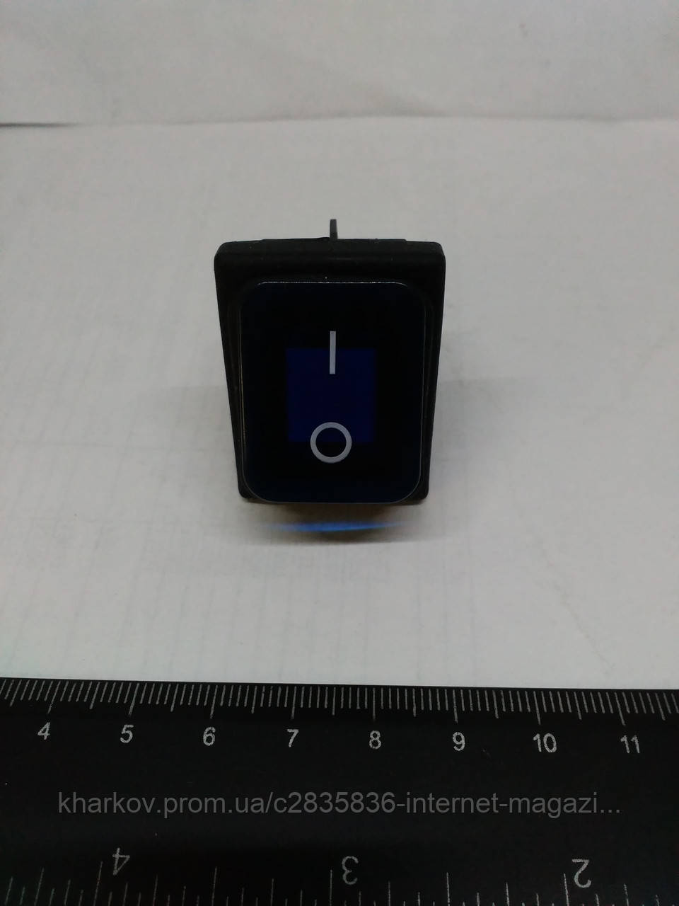 Клавіша 2 положення герметична з підсвічуванням широка синій, фото 1