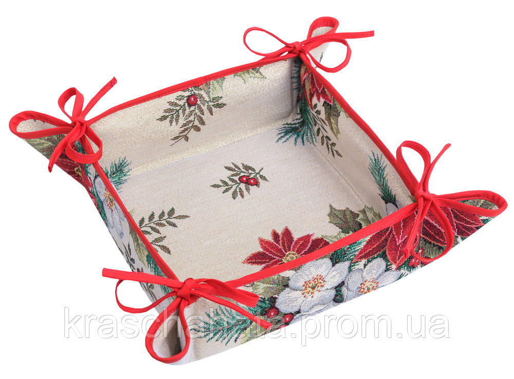 Хлібниця новорічна гобеленова, 25х25 см, ексклюзивні подарунки, Новорічний текстиль