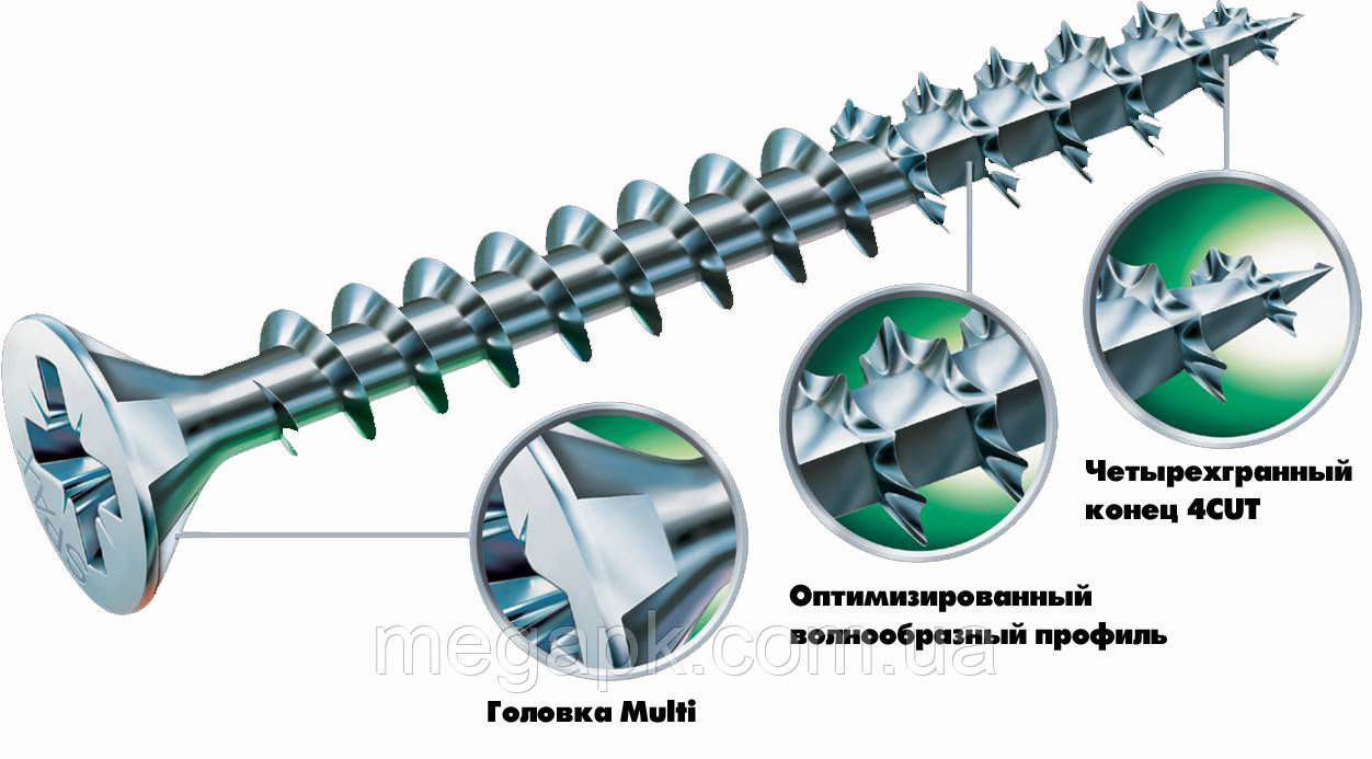 Шуруп универсальный SPAX 3х20мм, потай, крестообразный шлиц (PZ), п/р, ц/б - фото 2 - id-p75171796