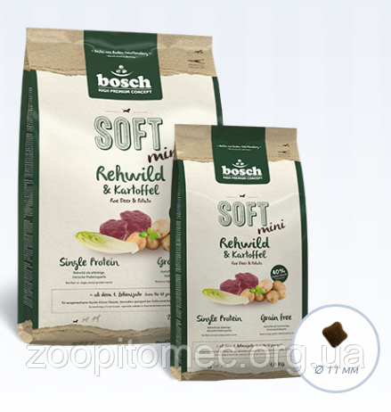 Корм Bosch (Бош) SOFT mini Roe Deer Potato для собак дрібних порід Козуля+картопля, 2,5 кг