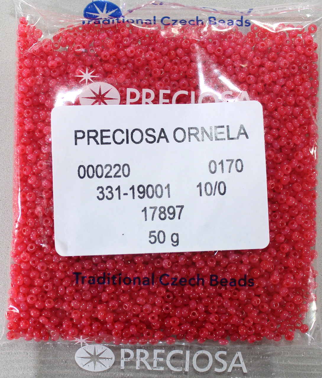 Бісер 10/0, №17897  малиновий світлий, алебастровий (уп.50 грам), фото 1