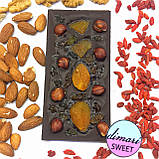 Натуральний шоколад БЕЗ САХАРА та МОЛОКА з ягодами годжі та горіхами, фото 5
