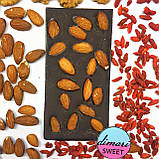 Натуральний шоколад БЕЗ САХАРА та МОЛОКА з ягодами годжі та горіхами, фото 6