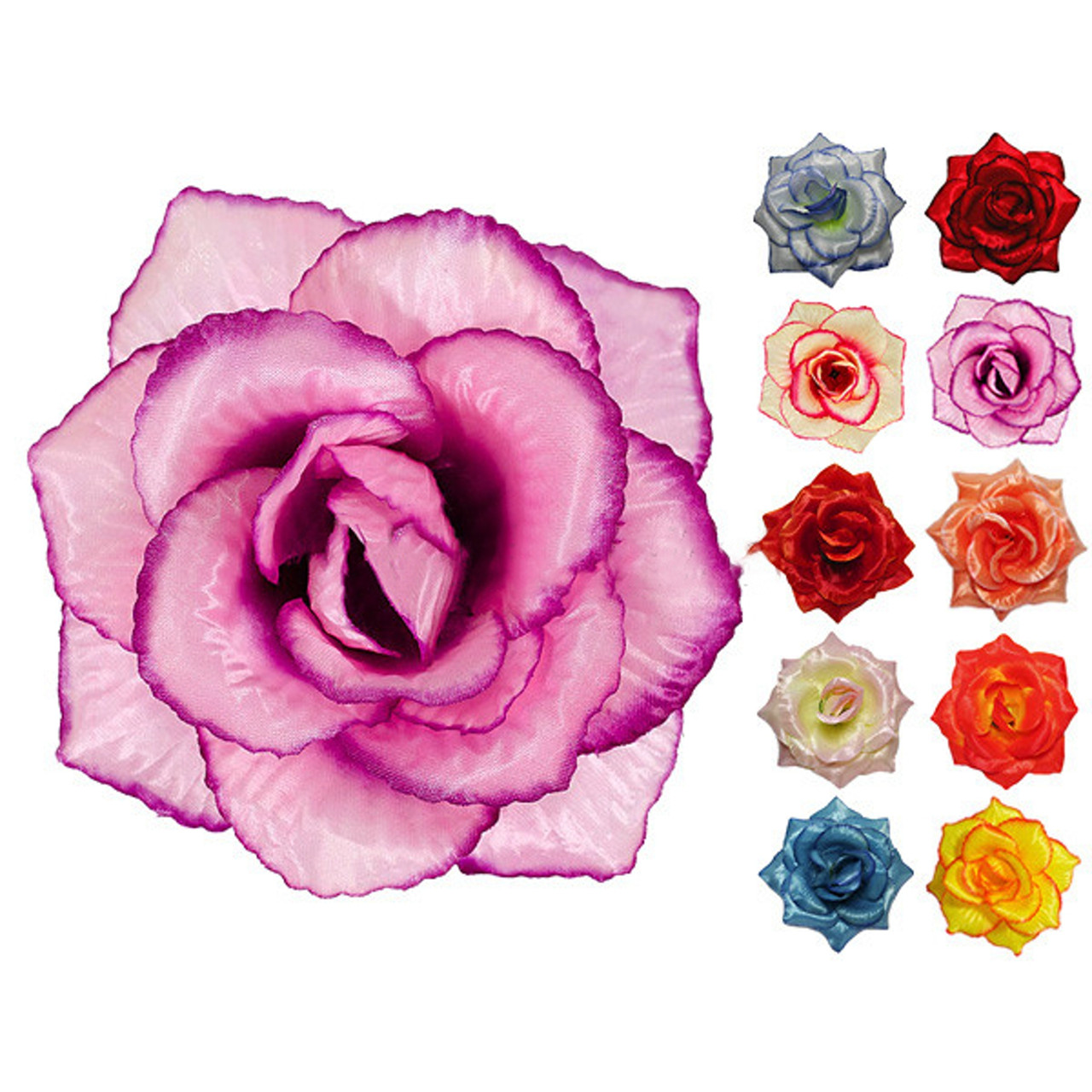 Штучна головка Троянда велика атлас 14 см (20 шт.), фото 1