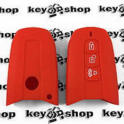 Чохол (червоний, силіконовий) для смарт ключа SsangYong (Сангенг) 3 кнопки