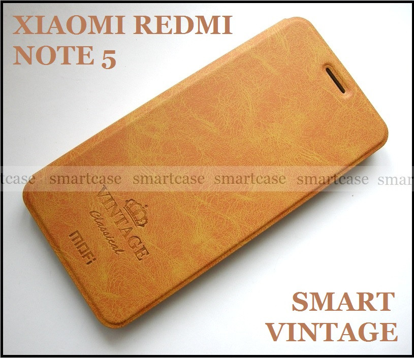 Коричневий розумний чохол книжка Xiaomi Redmi Note 5 Pro оригінальний Mofi Vintage Classical