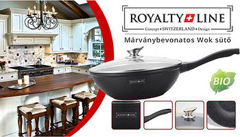 Мармуровий вок зі скляною кришкою Royalty Line RL-BW28M 28 см