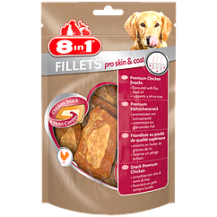 Куряче філе 8 in 1 Fillets Pro Skin & Coat для собак, здоров'я шкіри та шерсті, 80 г