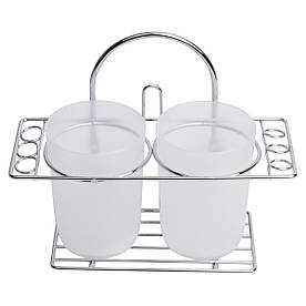 Стакан подвійний для зубних щіток 20*8.5*16см пластиковий з хромованою вставкою