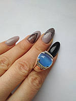 Серебряный перстень Лорд с золотыми вставками и голубым Улекситом DARIY 039п-1