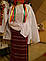 Вишиванка жіноча орнамент "Безконечник" Колір: білий. Колір вишивки: білий, синій,червоний домотканное полотно, фото 2
