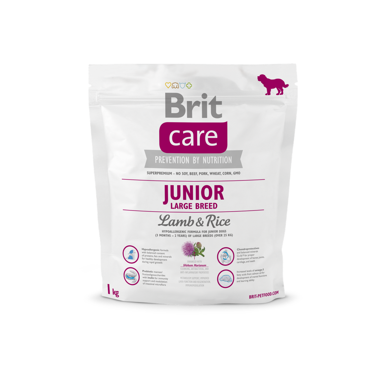 Сухий корм для цуценят і молодих собак великих порід Brit Care Junior Large Breed Lamb & Rice 1 кг