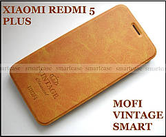 Коричневий смарт чохол-книжка Xiaomi Redmi 5 Plus оригінальний Mofi Vintage Classical + Smart cover