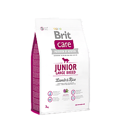 Сухий корм для цуценят і молодих собак великих порід Brit Care Junior Large Breed Lamb & Rice 3 кг