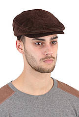 Кепка реглан чоловіча замшева коричнева з трикотажним козирком