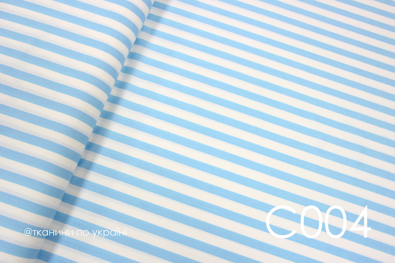 Тканина сатин Смужка блакитна 15 мм