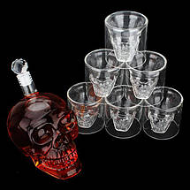 Подарунковий набір Графин у формі Черепа 550 МЛ і набір з 4 склянок Череп, фото 3