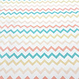 Сатин з бірюзовими і кораловими зигзагами, ширина 160 см, фото 2