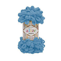 Пряжа Alize Puffy 16 блакитного сочі (Пуффі Алізе) для в'язання без спиць руками