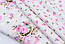Сатин "Маленькі рожеві квіточки" на білому №1695с, фото 5