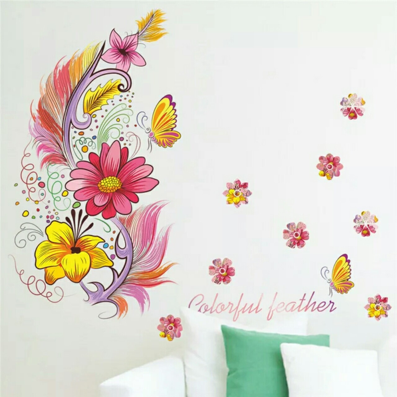 Наклейка на стіну Colorful feather (лист 45 х 60 см) Б94