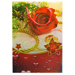 Пакет Подарунковий Пластиковий з трояндами HL-E614 17 см * 12 см * 5,5 см, Подарункове паковання