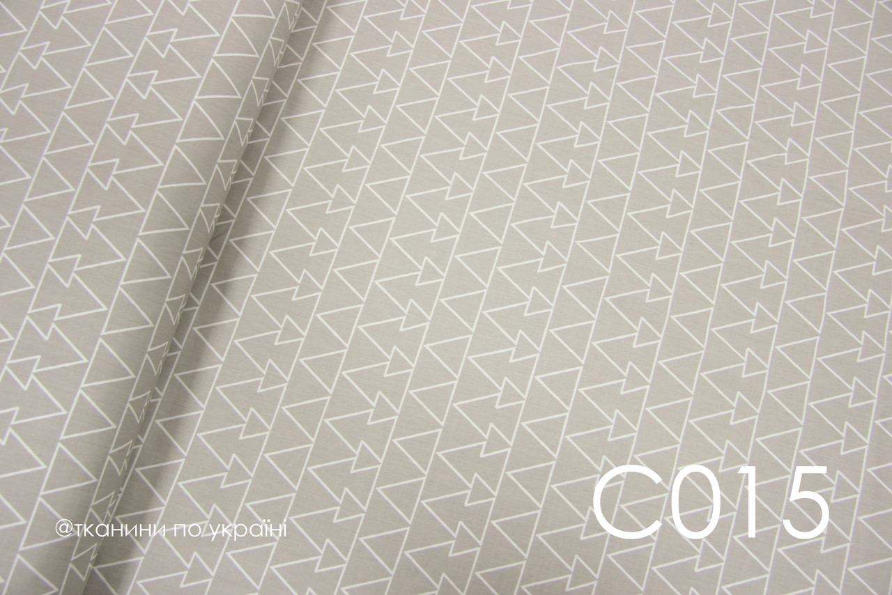 Тканина сатин Геометрія на сіро-коричневому, фото 1